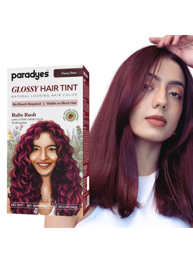Paradyes No Bleach Ruby Rush Glossy Hair Tint, Ammonia-Free Formula For Natural Black Hair, Visible On Natural Black Hair, Includes Anti-Fade Conditioner For Long-Lasting Shine, 1 Count - Image 1