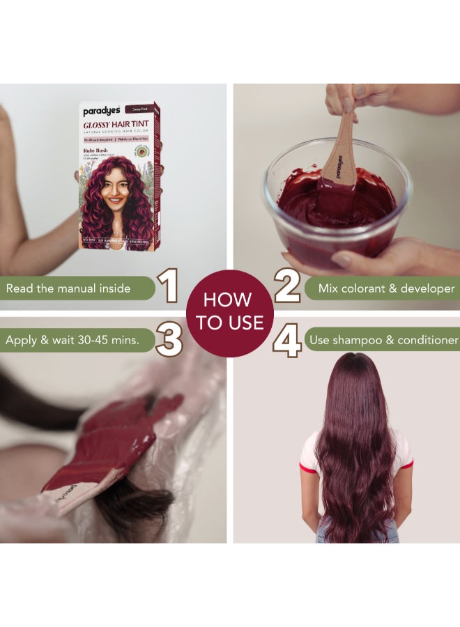 Paradyes No Bleach Ruby Rush Glossy Hair Tint, Ammonia-Free Formula For Natural Black Hair, Visible On Natural Black Hair, Includes Anti-Fade Conditioner For Long-Lasting Shine, 1 Count - Image 5