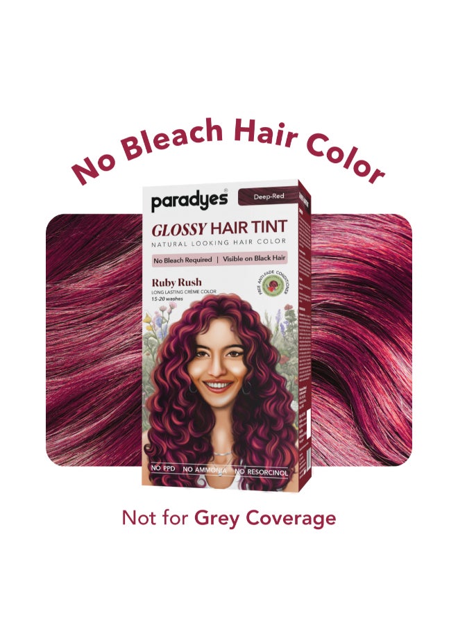 Paradyes No Bleach Ruby Rush Glossy Hair Tint, Ammonia-Free Formula For Natural Black Hair, Visible On Natural Black Hair, Includes Anti-Fade Conditioner For Long-Lasting Shine, 1 Count - Image 2
