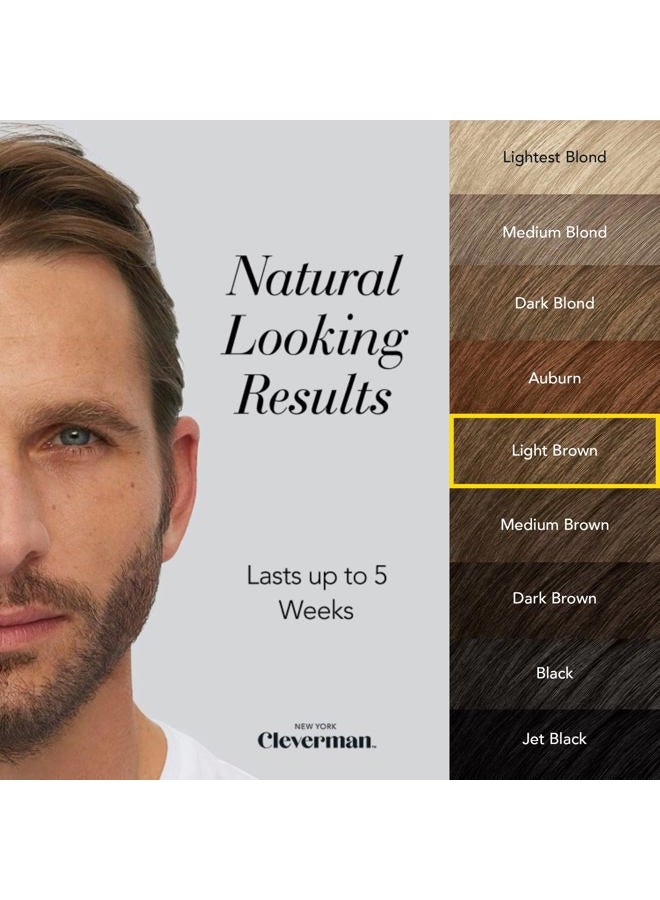 Cleverman Hair & Beard Dye Kit for Men, All-in-One Reusable Mens Hair Color, Natural Gray Coverage, Ammonia-Free Beard Mustache Dye for Men (Light Brown) - Image 2