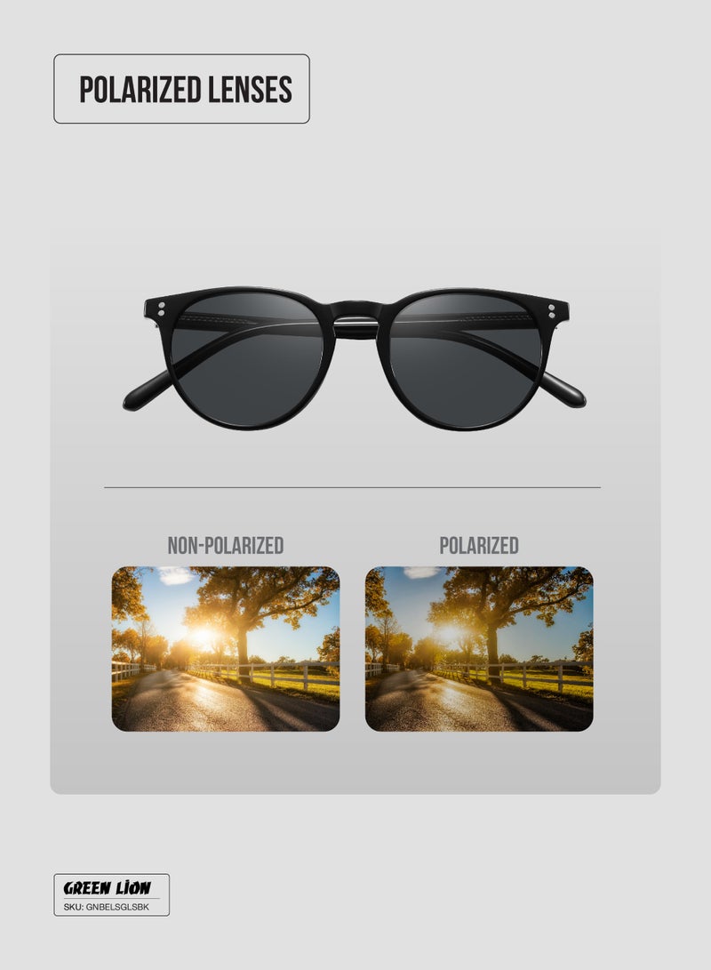 GREEN LION Bellavia Polarized Full Rim Sunglasses with UV400 Protection / Unisex Riding Glasses Running Glasses Mountaineering Glasses Driving Glasses Fishing Glasses - Black - Image 4