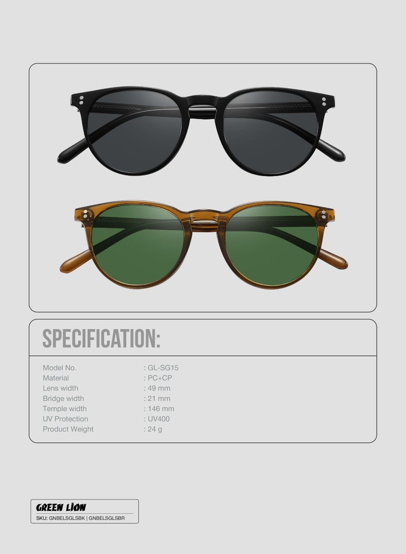 GREEN LION Bellavia Polarized Full Rim Sunglasses with UV400 Protection / Unisex Riding Glasses Running Glasses Mountaineering Glasses Driving Glasses Fishing Glasses - Black - Image 5