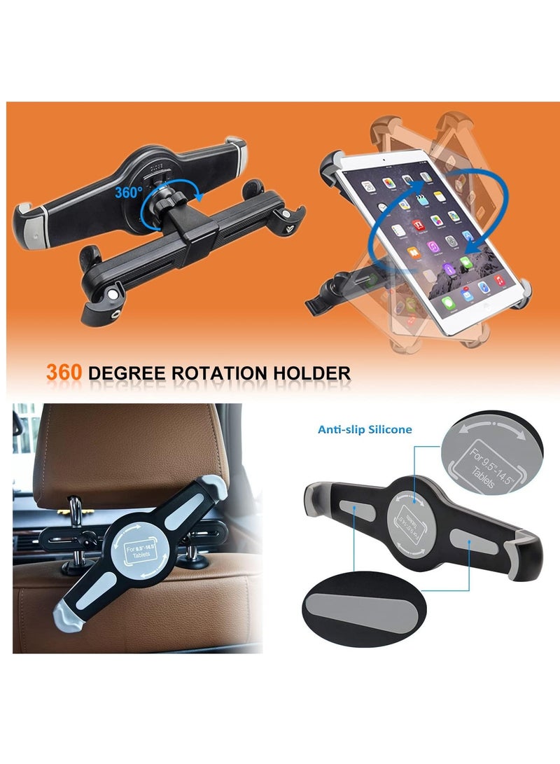 Rubik Tablet Car Headrest Mount Car Tablet Holder with Suction 2in1 Car iPad Holder, Universal,7" to 10.5" Devices, Car Back Seat Tablet Holder,360 Degree Rotatable and Tilt Adjustable - Image 2