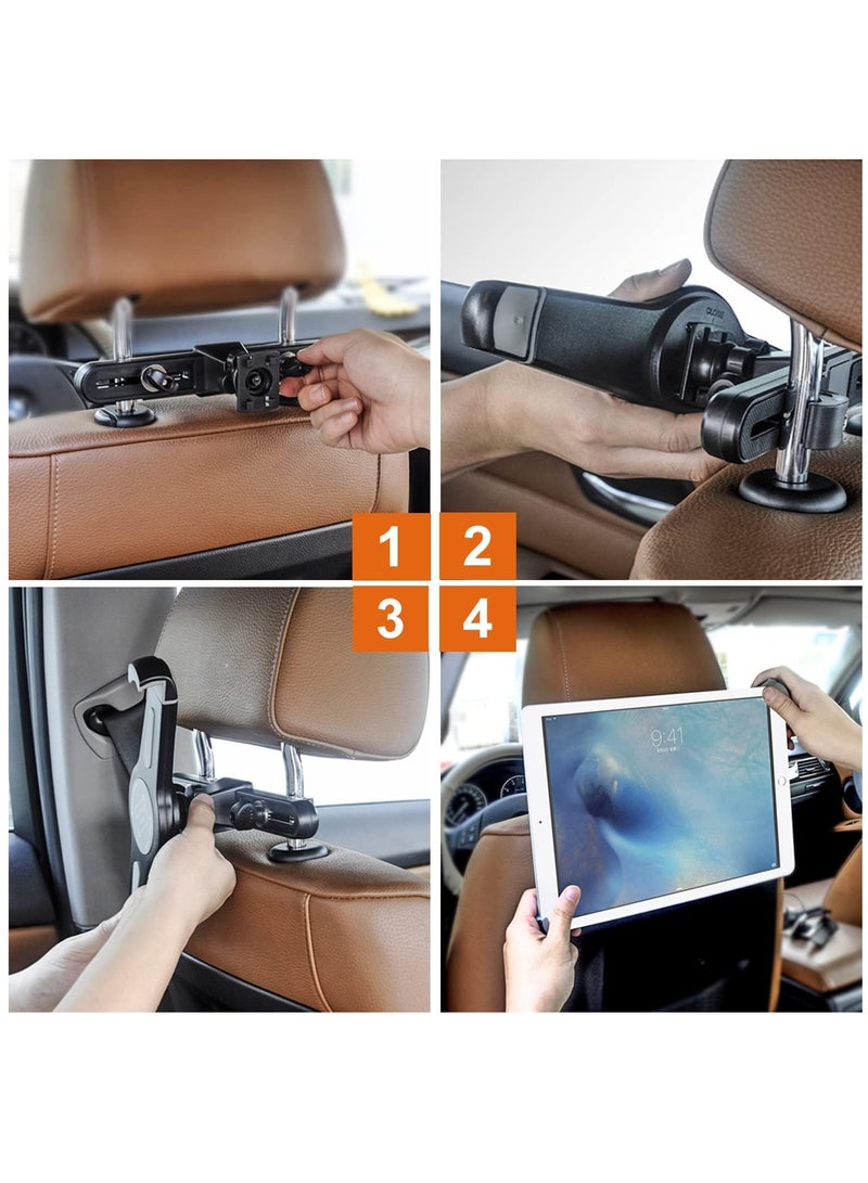 Rubik Tablet Car Headrest Mount Car Tablet Holder with Suction 2in1 Car iPad Holder, Universal,7" to 10.5" Devices, Car Back Seat Tablet Holder,360 Degree Rotatable and Tilt Adjustable - Image 3