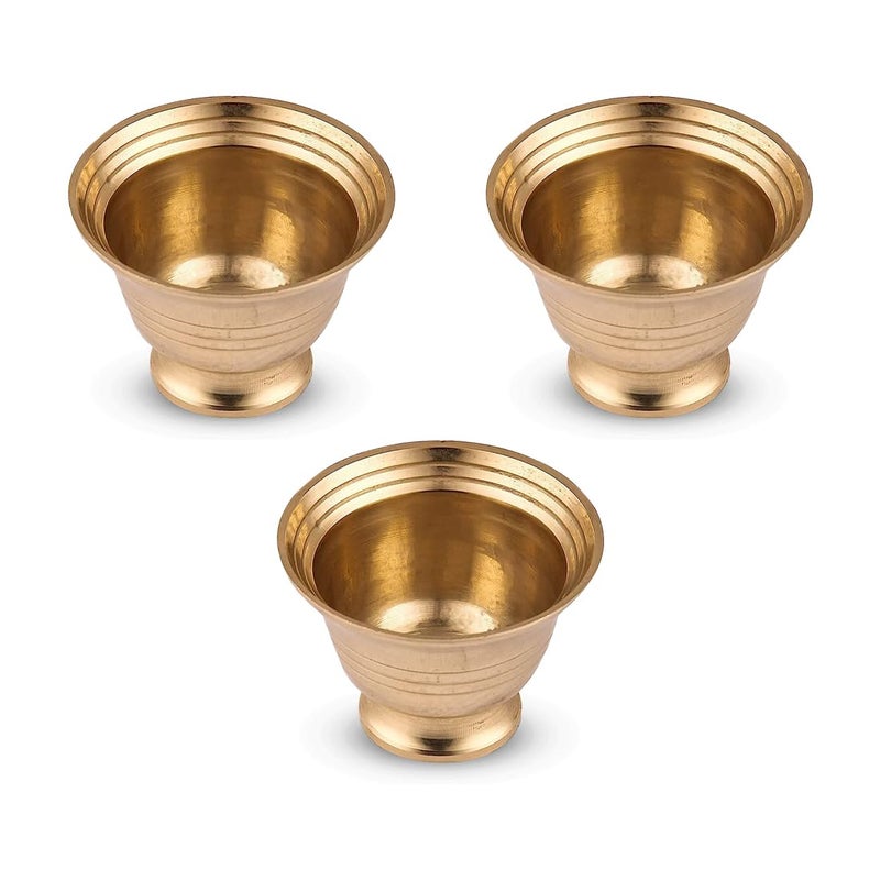 DOKCHAN Handcrafted Small Heavy Decorative Bowl for Pooja Home/Office Brass Decorative Bowl (Pack 03) - Image 5