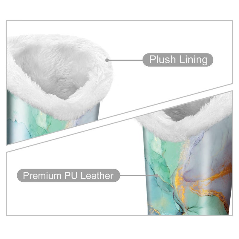 Fintie Fintie Plush Lined Eyeglasses Holder with Magnetic Base- Premium Vegan Leather Glasses Stand Case, Emerald Marble  - Image 3