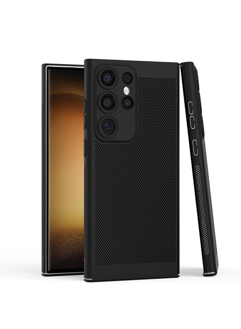 Case For Samsung Galaxy S25 Ultra Heat Dissipation Case with Built-in Camera Lens Protector Slim Fit Breathable Cooling Anti-Fingerprint Hard PC Back Shockproof Cover (Black) - Image 1