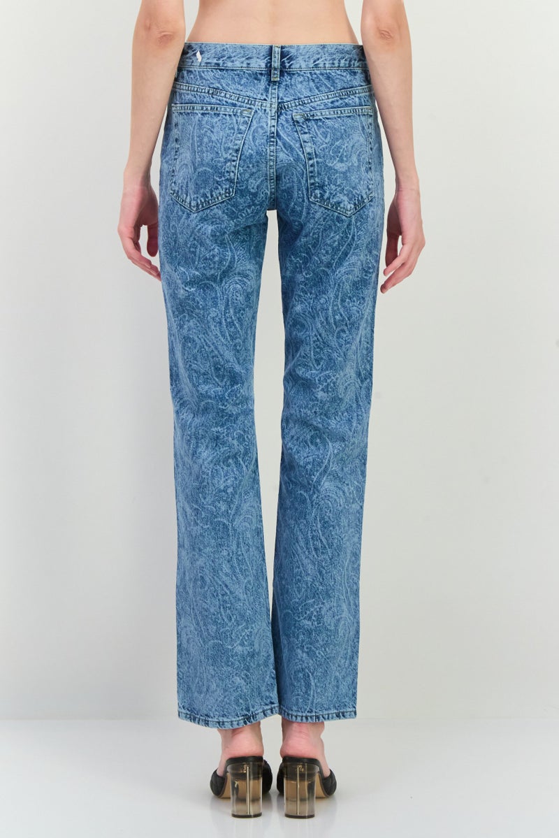 MANGO جينز نسائي بقصة مستقيمة، مغسول، ساق مستقيم، أزرق - Image 3