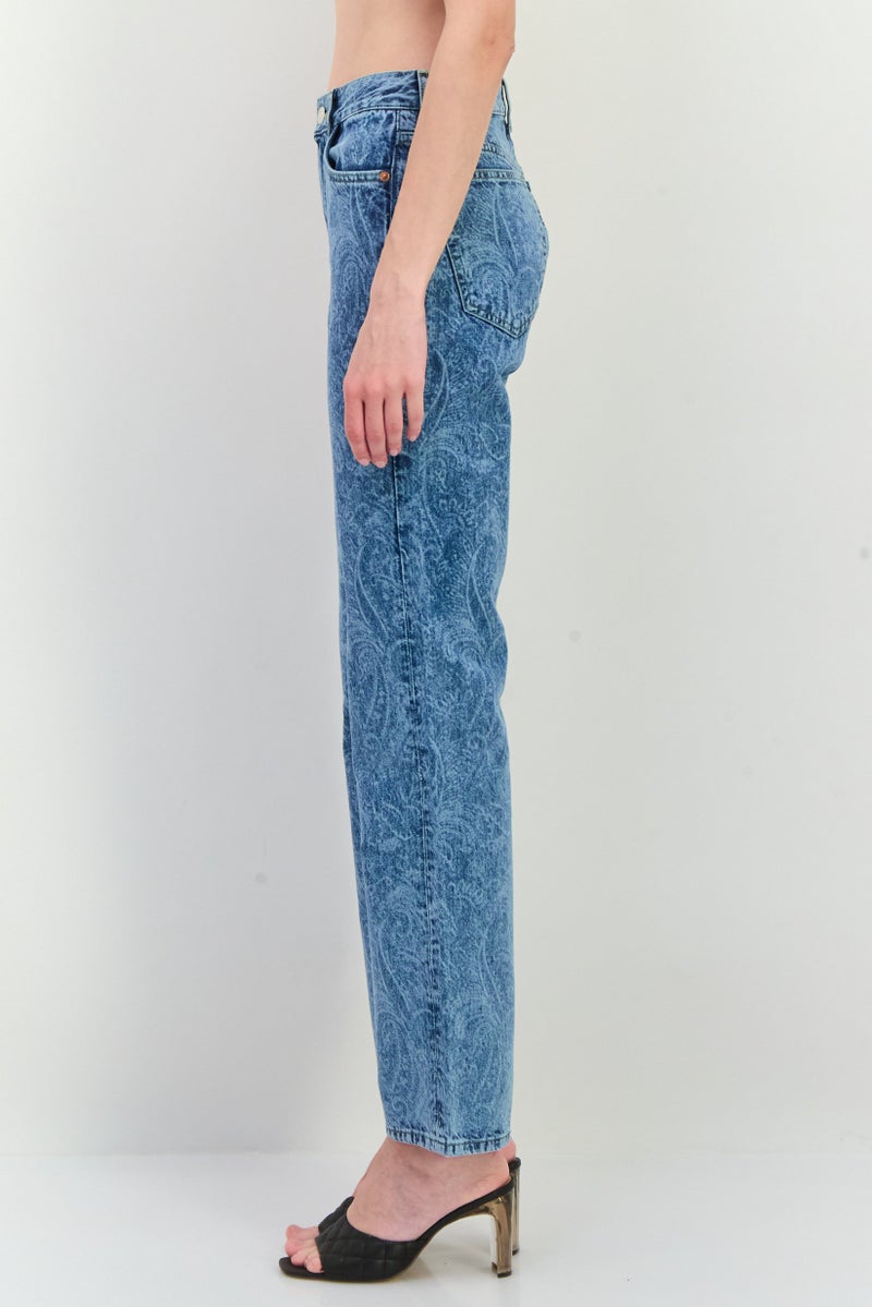 MANGO جينز نسائي بقصة مستقيمة، مغسول، ساق مستقيم، أزرق - Image 2