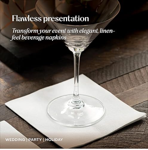 Servietto 200 Linen-Feel Beverage Napkins - Disposable Cocktail Napkins, Made In USA - Soft & Absorbant Elelgant Paper Napkins For Bar, Café, Restaurant Or Event - Image 4