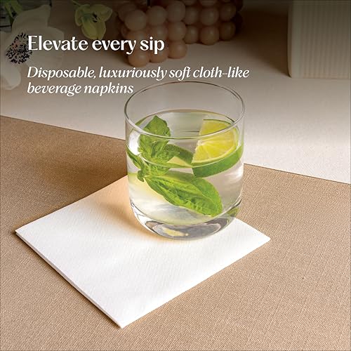 Servietto 200 Linen-Feel Beverage Napkins - Disposable Cocktail Napkins, Made In USA - Soft & Absorbant Elelgant Paper Napkins For Bar, Café, Restaurant Or Event - Image 2