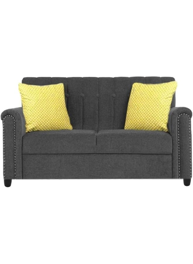 Poppins Home 2 Seater Classic Sofa Set for Living Room (Grey) - Image 4