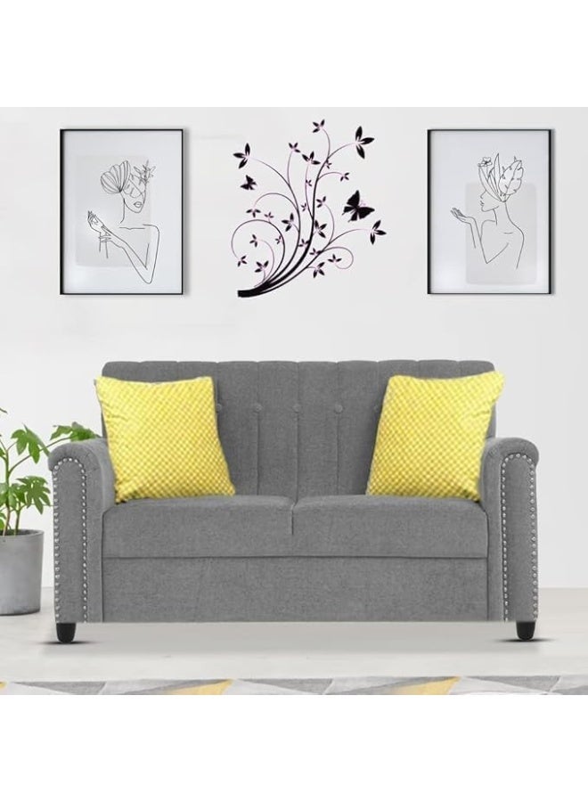 Poppins Home 2 Seater Classic Sofa Set for Living Room (Grey) - Image 1