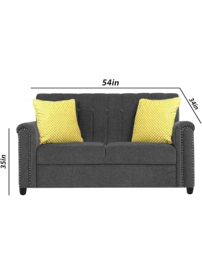 Poppins Home 2 Seater Classic Sofa Set for Living Room (Grey) - Image 2