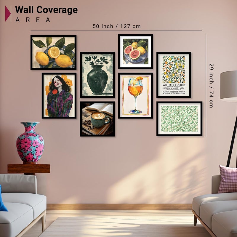 HOTHOUSE Paintings Modern Art Framed Wall Painting for Living Room Bedroom Wall PostersPaintings with Frame Cafe Wall Painting for Living Room Bedroom Office Room Decor Abstract Wall Art Painting for Wall Decoration Floral Wall Frames Set Of 8 Art 3 Small 10x13 or 10x10 inch Brown - Image 2
