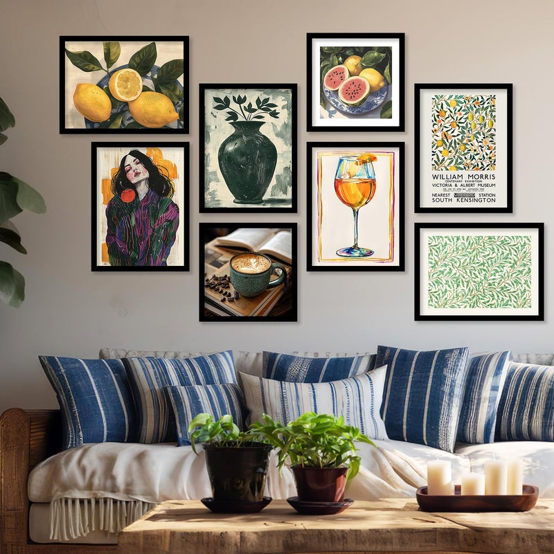 HOTHOUSE Paintings Modern Art Framed Wall Painting for Living Room Bedroom Wall PostersPaintings with Frame Cafe Wall Painting for Living Room Bedroom Office Room Decor Abstract Wall Art Painting for Wall Decoration Floral Wall Frames Set Of 8 Art 3 Small 10x13 or 10x10 inch Brown - Image 1