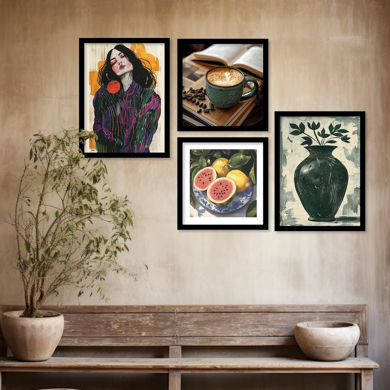 HOTHOUSE Paintings Modern Art Framed Wall Painting for Living Room Bedroom Wall PostersPaintings with Frame Cafe Wall Painting for Living Room Bedroom Office Room Decor Abstract Wall Art Painting for Wall Decoration Floral Wall Frames Set Of 8 Art 3 Small 10x13 or 10x10 inch Brown - Image 5