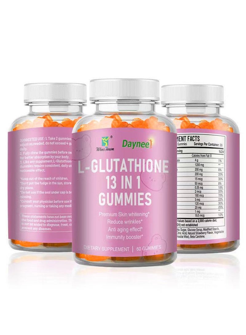 Wins Town L-Glutathione 13 In 1 Gummies Safe and Effective Skin Whitening Gummies With Collagen  Anti Aging Delicious Chewable Gummy Supplements for Brightening and Whitening of Skinity Booster  - Image 1