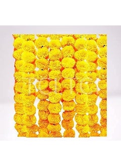Home Buy HOME BUY Artificial Marigold Flowers For Decoration Garland Yellow Ladi For Diwali & Festivals | 5 Feet Long 5Pcs (Yellow Garland), 50 MM  - Image 1