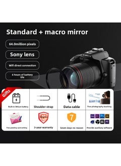 Generic Micro Single Travel Digital Camera SLR Million Student Entry-level Camera HD High Pixel-Body Color:D5 Black Standard + Lens - Official Standard  - Image 1