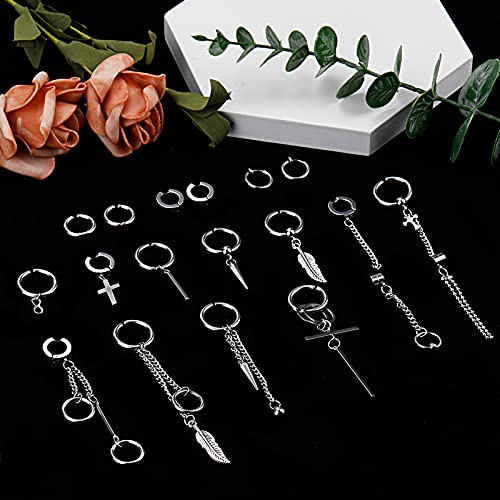 ONESING 20 Pcs Clip On Magnetic Earrings - Dangle, Hoop, Sterling Silver Stainless Steel Non-Pierced Fake Earrings - Image 4