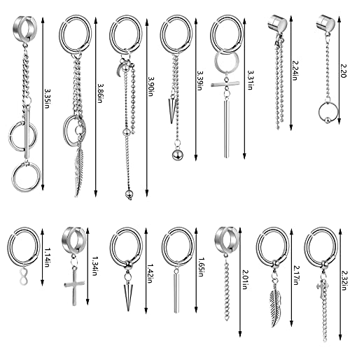 ONESING 20 Pcs Clip On Magnetic Earrings - Dangle, Hoop, Sterling Silver Stainless Steel Non-Pierced Fake Earrings - Image 2