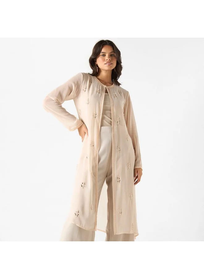 Iconic Iconic Embellished Kimono Tunic with Long Sleeves