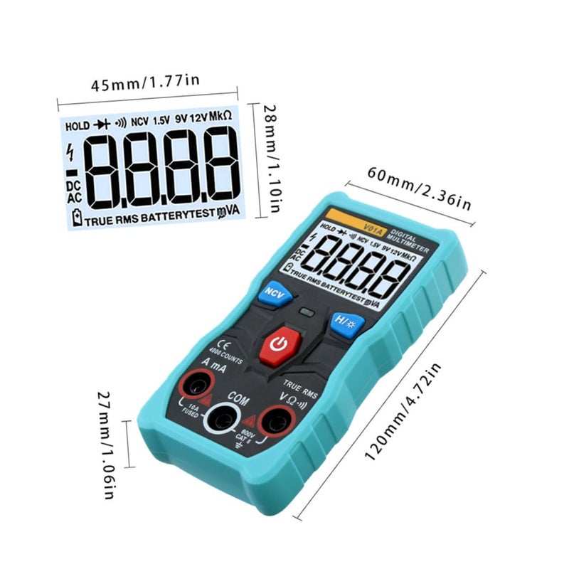 Operitacx Auto Ranging Digital Multimeter Blue Voltage Tester Measures AC DC Voltage Current Resistance Capacitance - Image 3