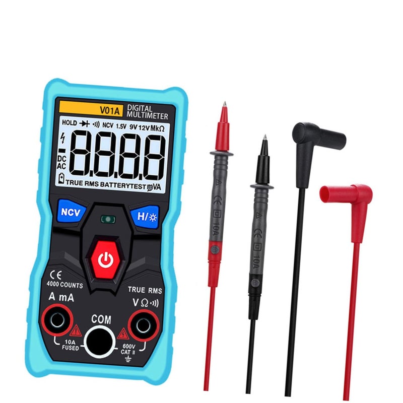 Operitacx Auto Ranging Digital Multimeter Blue Voltage Tester Measures AC DC Voltage Current Resistance Capacitance - Image 1