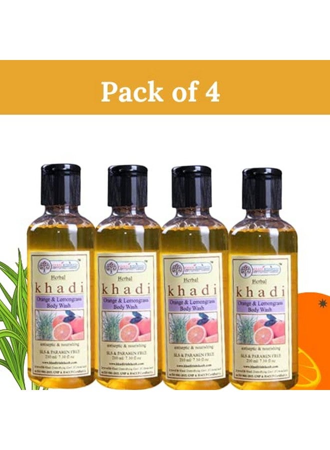 khadi rishikesh herbal body wash orange lemongrass for women & men|deep cleansing|skin hydrating moisturizing|refreshing shower gel,sls and paraben free-210ml with loofah sponge free - Image 2