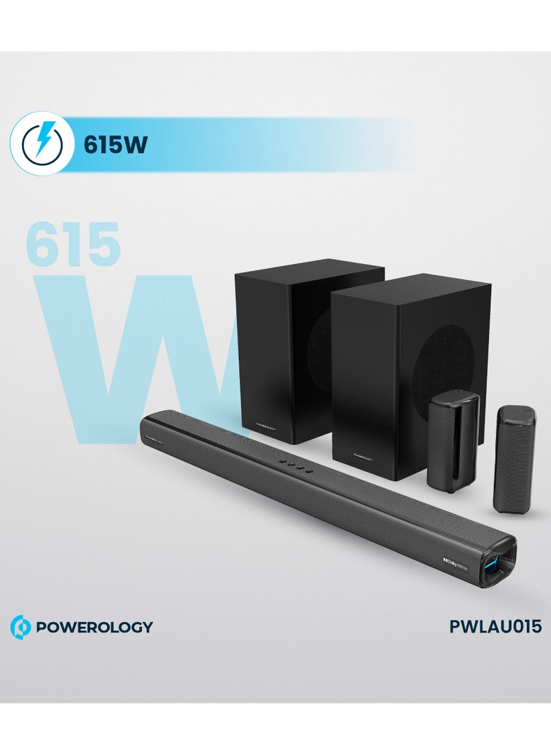 Powerology - Wireless Home Theater Sound Bar 5.2.4CH Dual Woofer System / Immersive Powerful Sound / Universal Audio Interface / Wireless Mic Included / Wireless Woofers & Speakers /Easy Setup and Connectivity / Bluetooth - Black - Image 1