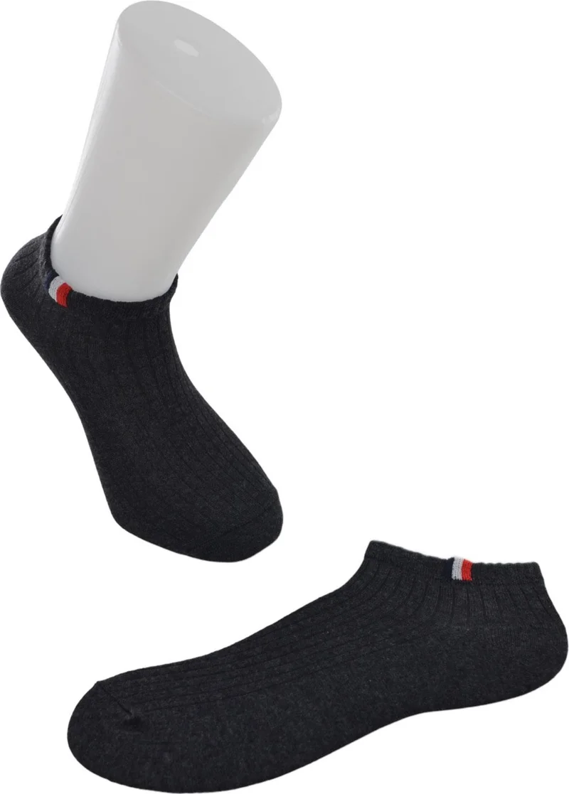 Dode Flora Çega Men's Comfortable Flexible Durable Stripe Patterned Cotton 3-Piece Derby Booties Socks