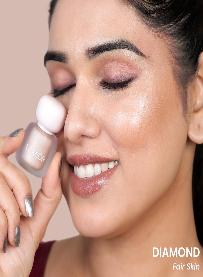 LAMIOR Face Dew Strobe Highlighter – Diamond | Dewy-Radiant, Buildable Liquid Highlighter | Long-Wearing Mirror Shine & Electric Glow | Skincare-Infused with Ceramides, Hyaluronic Acid, Niacinamide - Image 4
