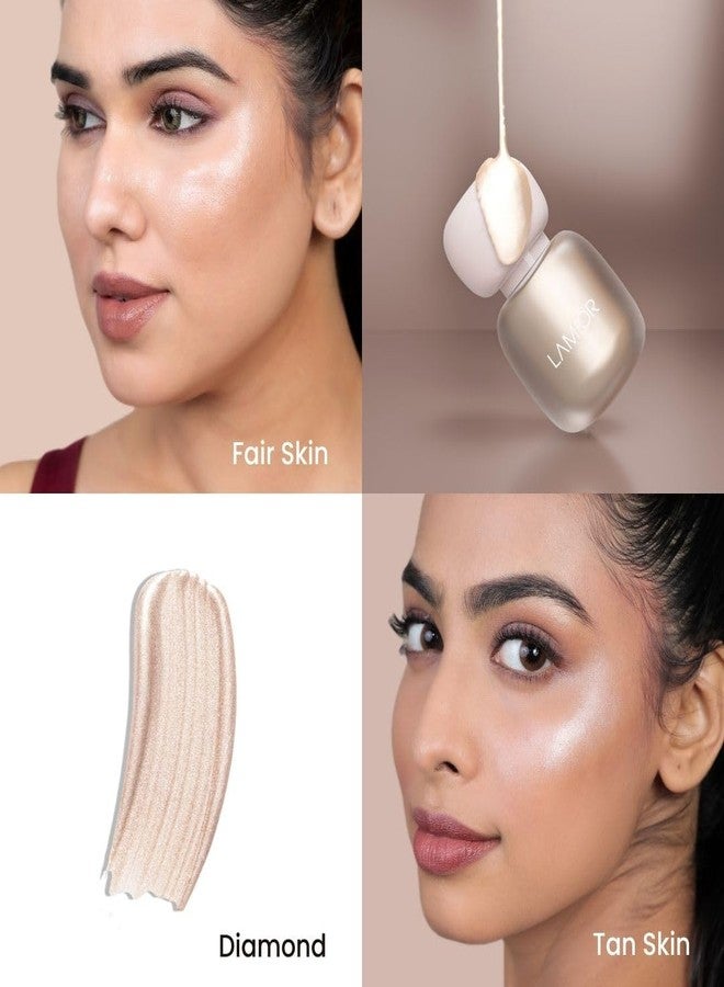 LAMIOR Face Dew Strobe Highlighter – Diamond | Dewy-Radiant, Buildable Liquid Highlighter | Long-Wearing Mirror Shine & Electric Glow | Skincare-Infused with Ceramides, Hyaluronic Acid, Niacinamide - Image 3