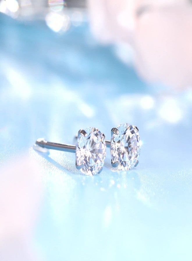 Limerencia Hypoallergenic G23 Titanium Earrings, F136 Implant Grade Pure Titanium, Suitable for Sensitive Ears with Birthstone Crystals CZ Simulated Diamonds (White Gems) - Image 2