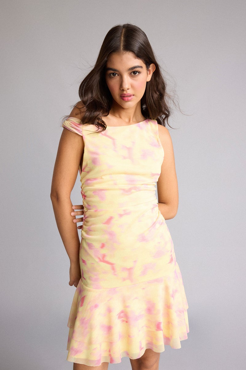 DeFacto Yellow Woman Crew Neck Tulle Dress Casual - Image 4
