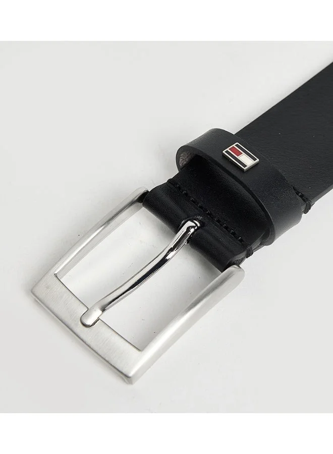 Tommy Hilfiger Black Leather Enamel Flag Tonal Buckle Belt for Men | Best Price UAE