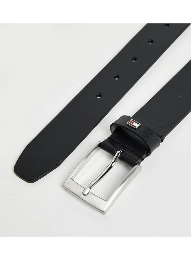 Tommy Hilfiger Black Leather Enamel Flag Tonal Buckle Belt for Men | Best Price UAE