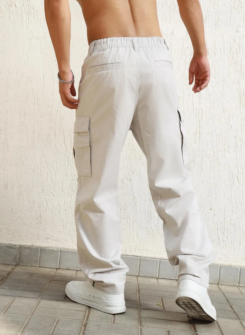Hubberholme Men Light Grey Trousers