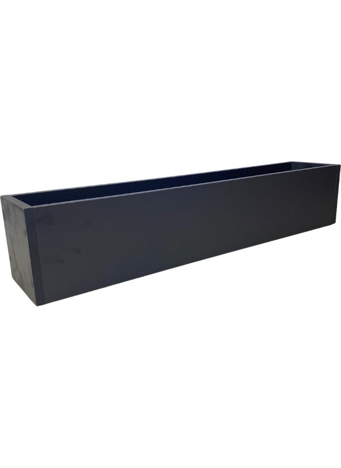 Cihan Çiçekçilik - Anthracite Wooden MDF Flower Pot 100X20X20 cm Indoor Flowerpot - Image 1