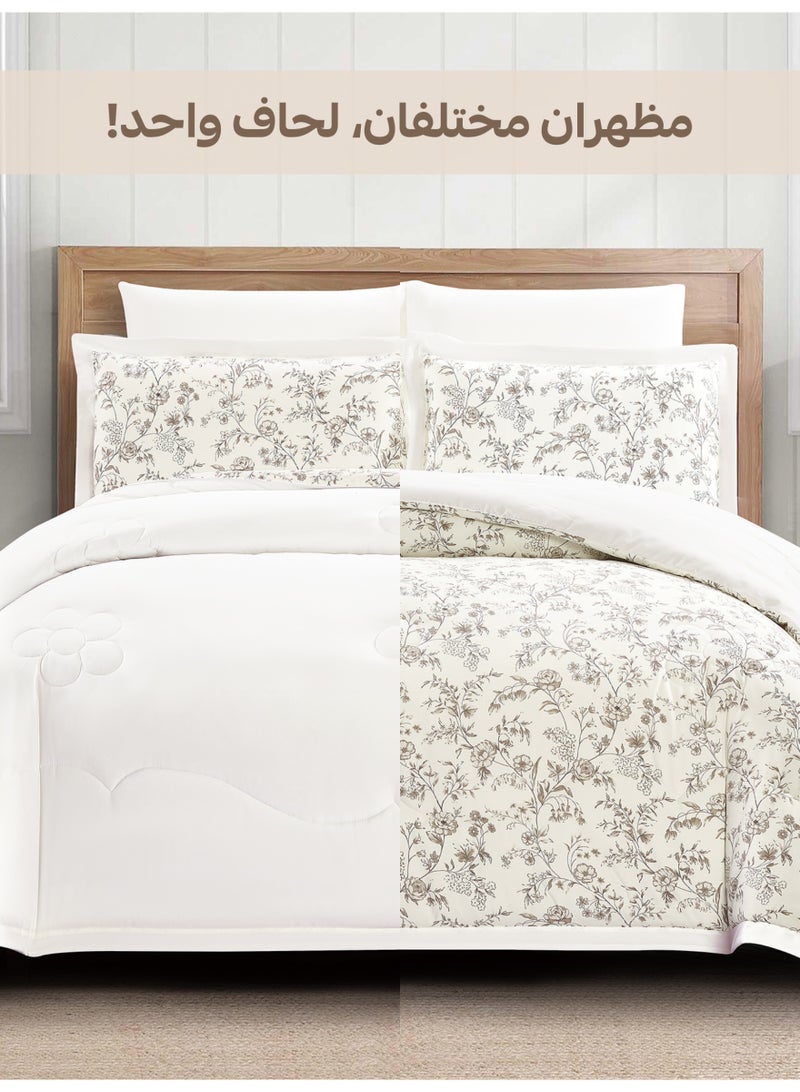 Doona Bedding Comforter Set, Fits 140x200 cm Single Size Bed – 4 Pcs Reversible Printed Design – 350 GSM All-Season Comforter – Premium Brushed Microfiber - Image 5