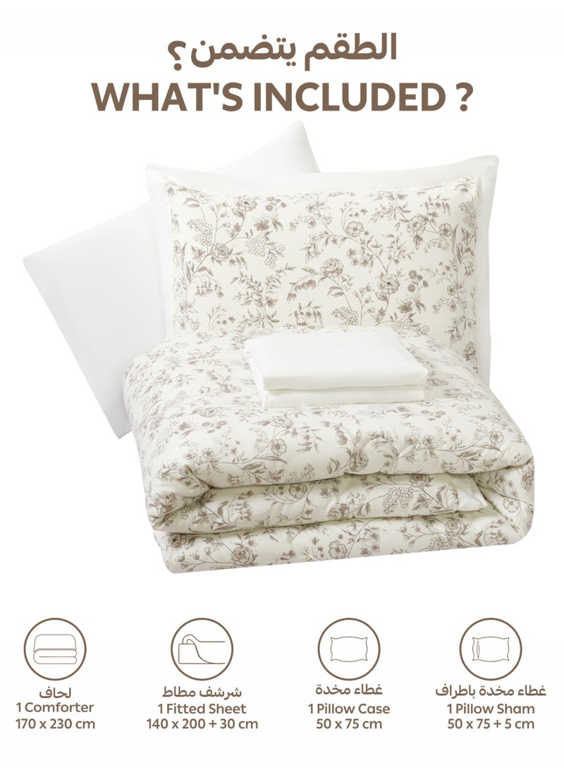 Doona Bedding Comforter Set, Fits 140x200 cm Single Size Bed – 4 Pcs Reversible Printed Design – 350 GSM All-Season Comforter – Premium Brushed Microfiber - Image 3