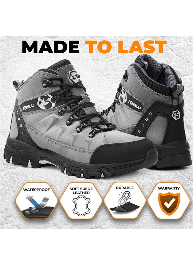 Foxelli Men's Hiking Boots – Waterproof Breathable & Lightweight Suede Leather Hiking Boots for Men  - Image 3