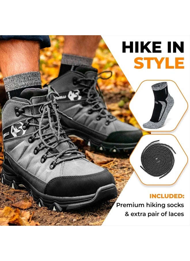 Foxelli Men's Hiking Boots – Waterproof Breathable & Lightweight Suede Leather Hiking Boots for Men  - Image 4