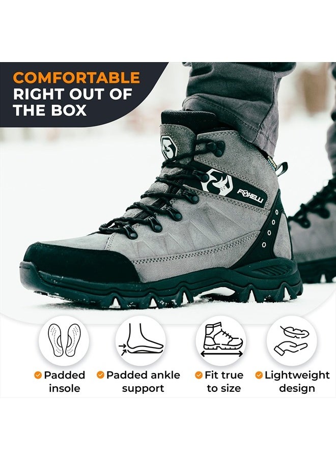 Foxelli Men's Hiking Boots – Waterproof Breathable & Lightweight Suede Leather Hiking Boots for Men  - Image 2