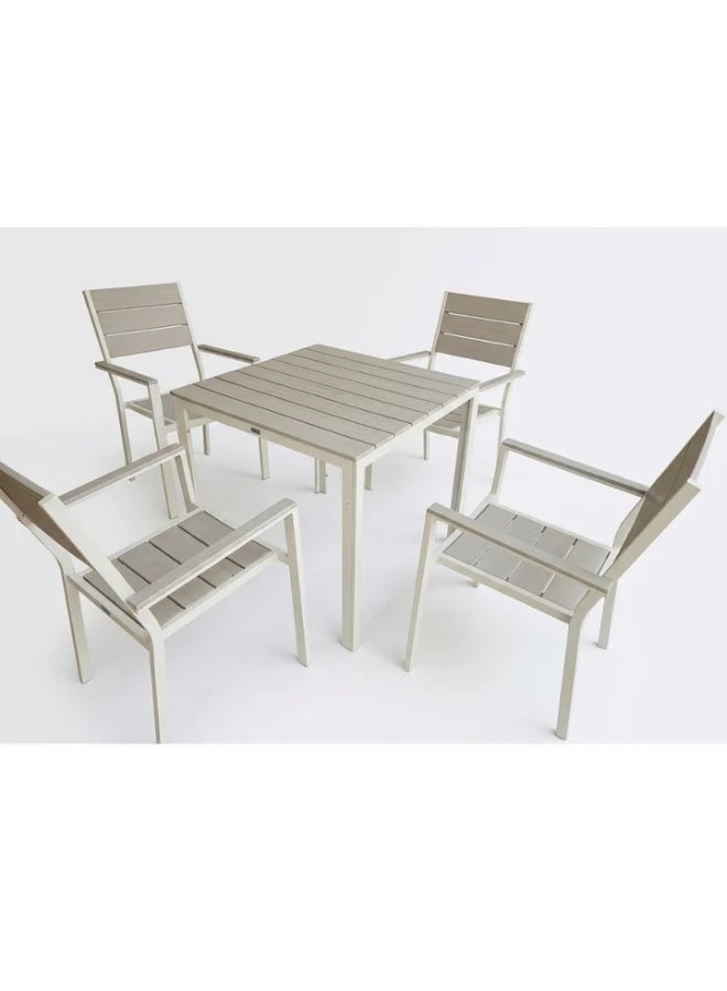 Casa Fiora Outdoor Dining Set, Metal Frame with WPC Slats, 5-Piece - Image 1