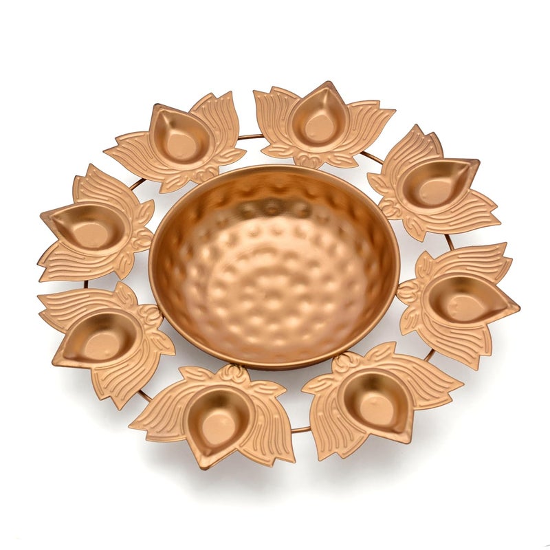 CARATWALA CARATWALA Handmade Premium Lotus Diya Flower Urli for Home Decor Christmas DecorationTable Decor 12inch  - Image 2