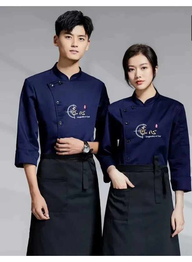 NIBEMINENT Stretch Chef Overalls Men's Summer Thin Breathable Restaurant Hotel Chef Baking Work Wear  - Image 1