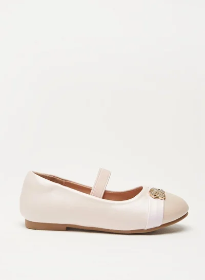 JUNIORS Girls Panelled Slip-On Ballerina Shoes with Elastic Strap