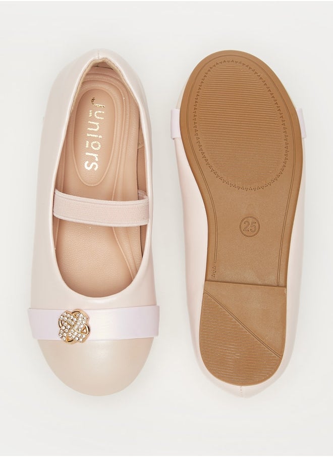 JUNIORS Girls Panelled Slip-On Ballerina Shoes with Elastic Strap  - Image 3
